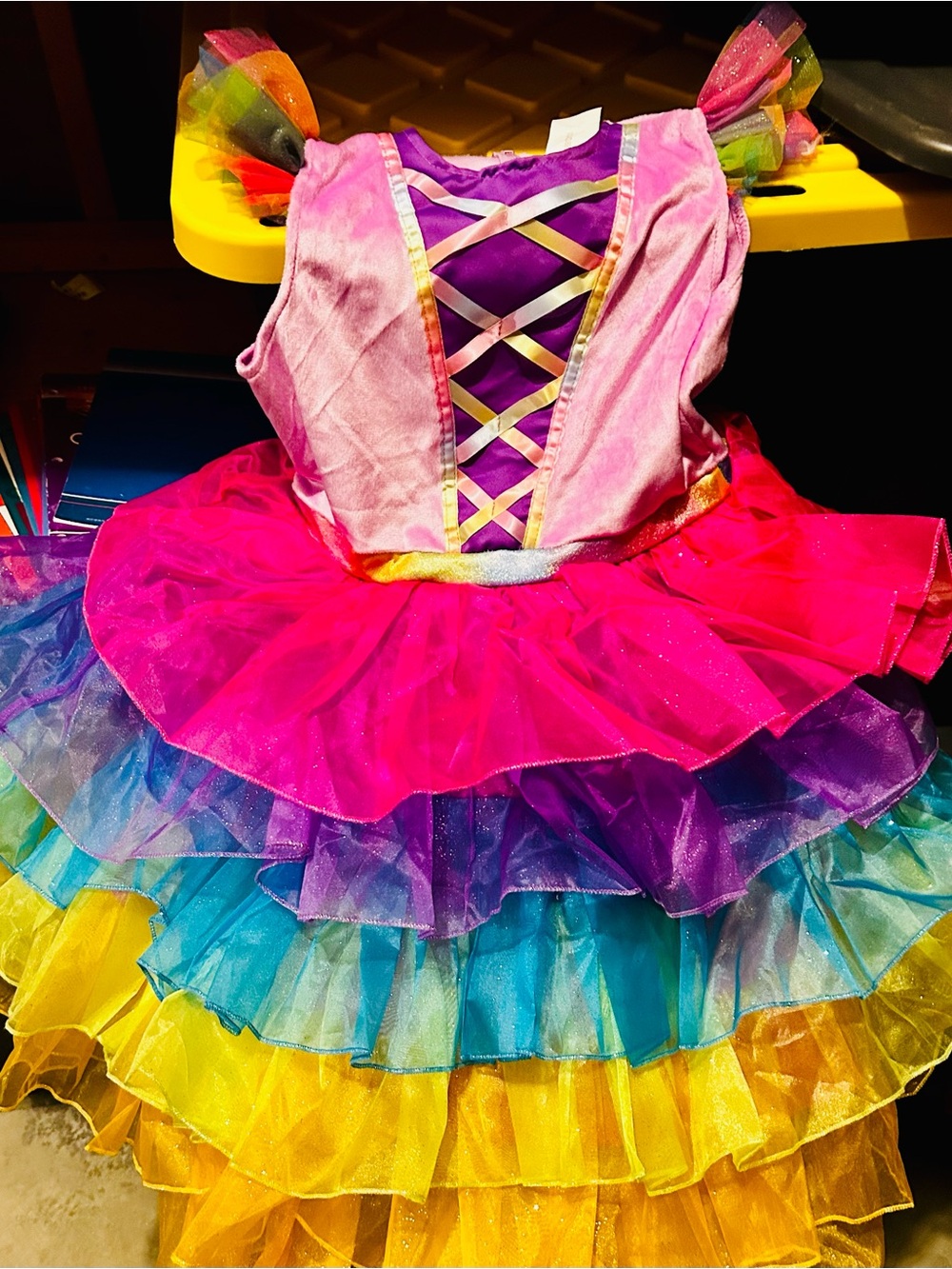 Rainbow fairy Costume - Pink Multi-Color dress with wings